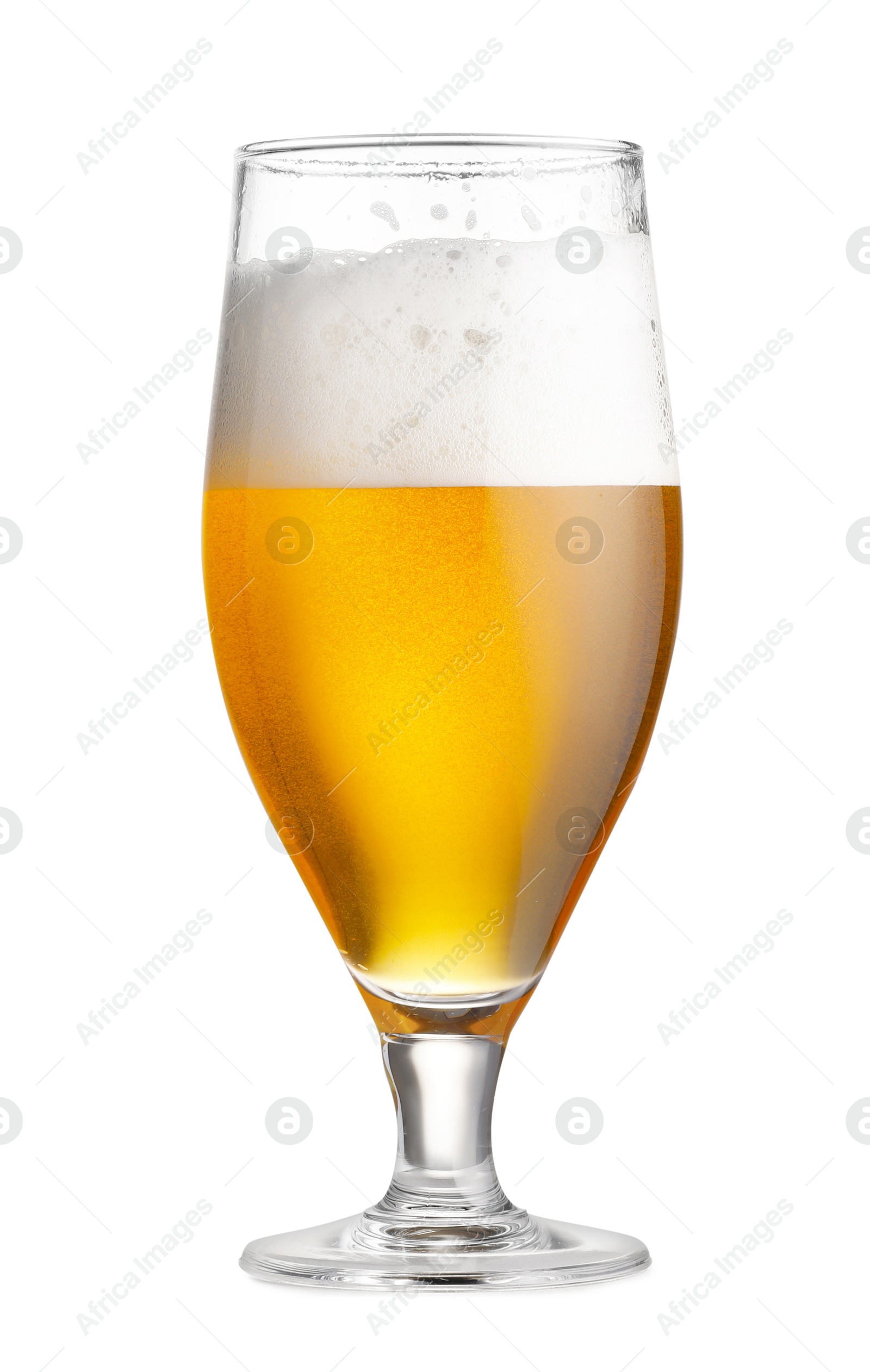 Photo of Glass of fresh beer with foam isolated on white