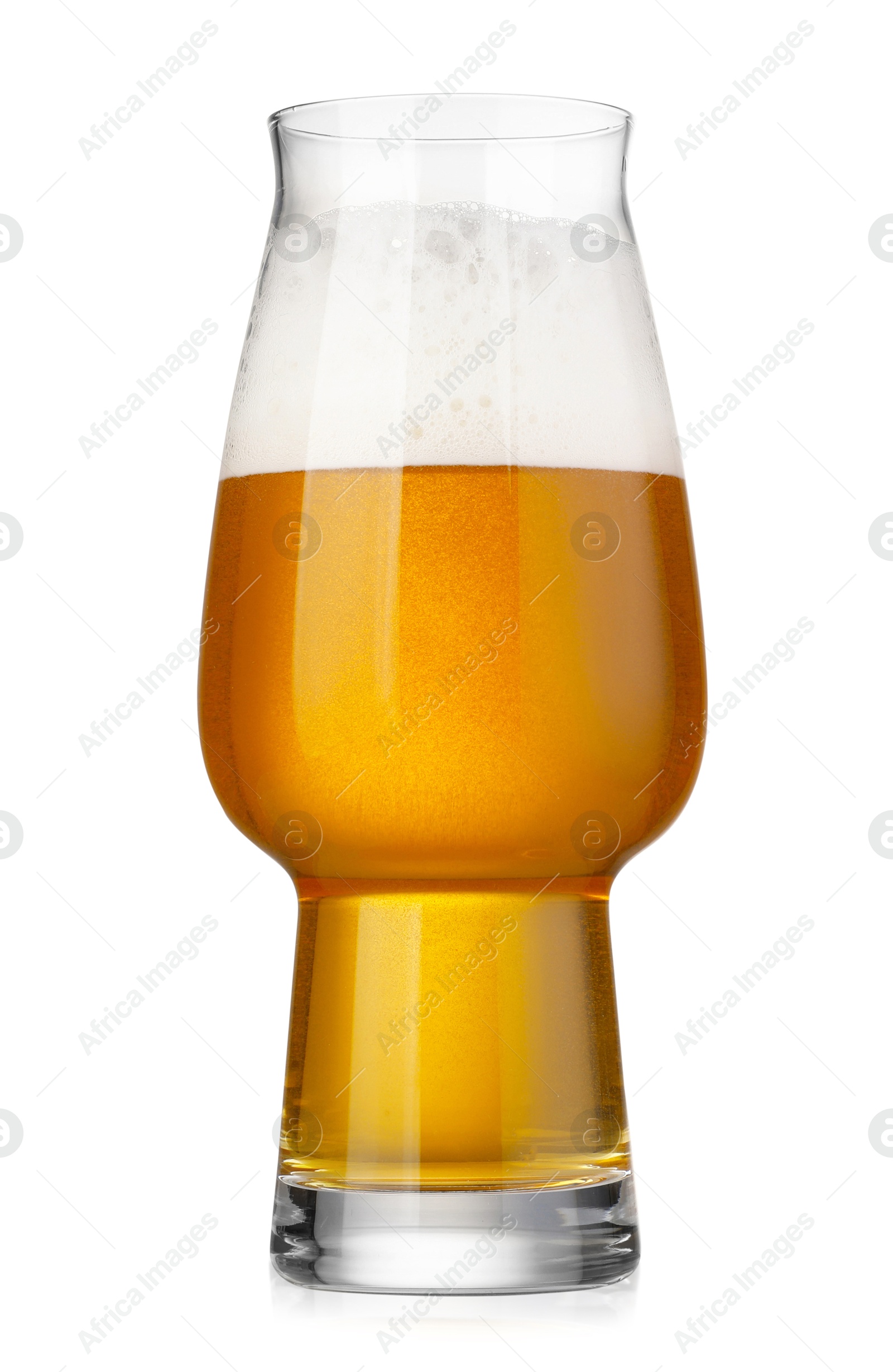 Photo of Glass of fresh beer with foam isolated on white