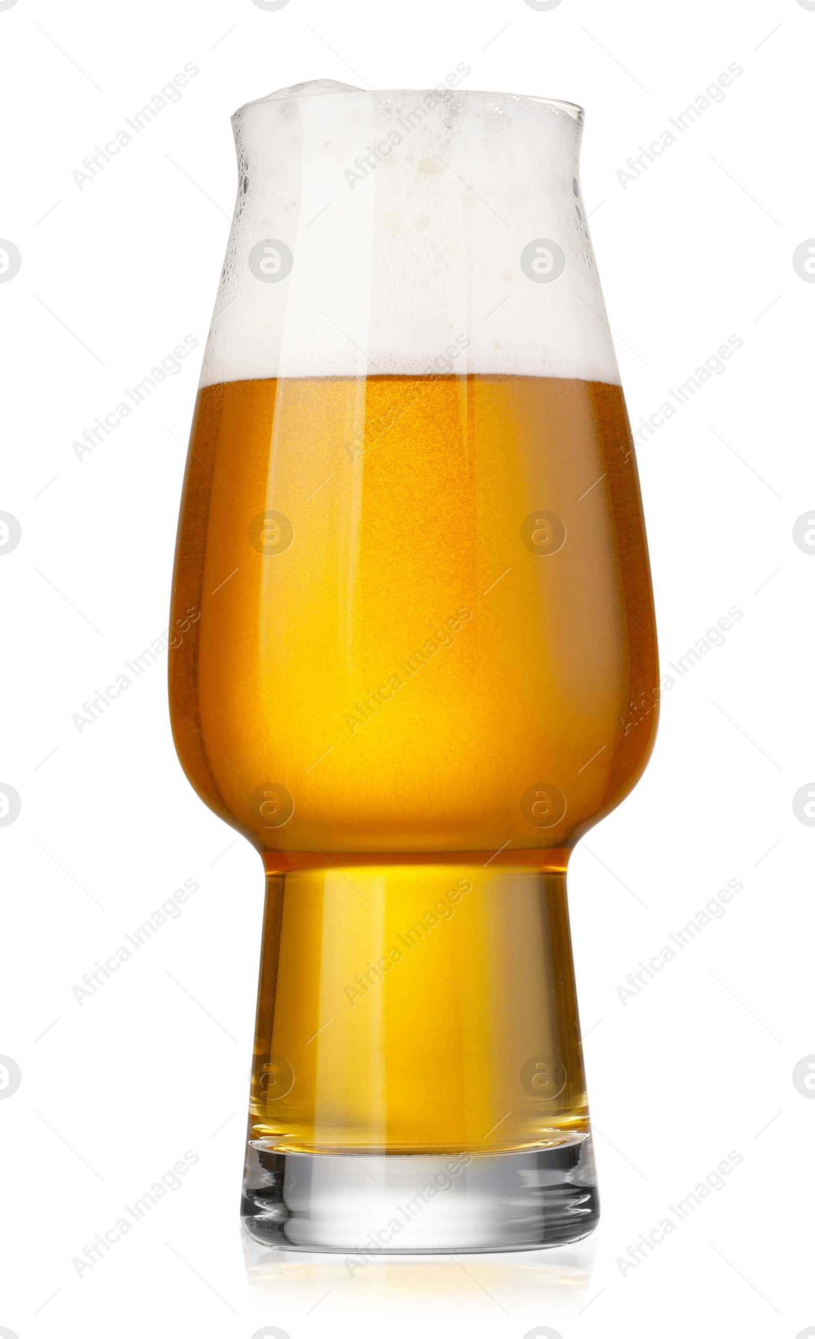 Photo of Glass of fresh beer with foam isolated on white