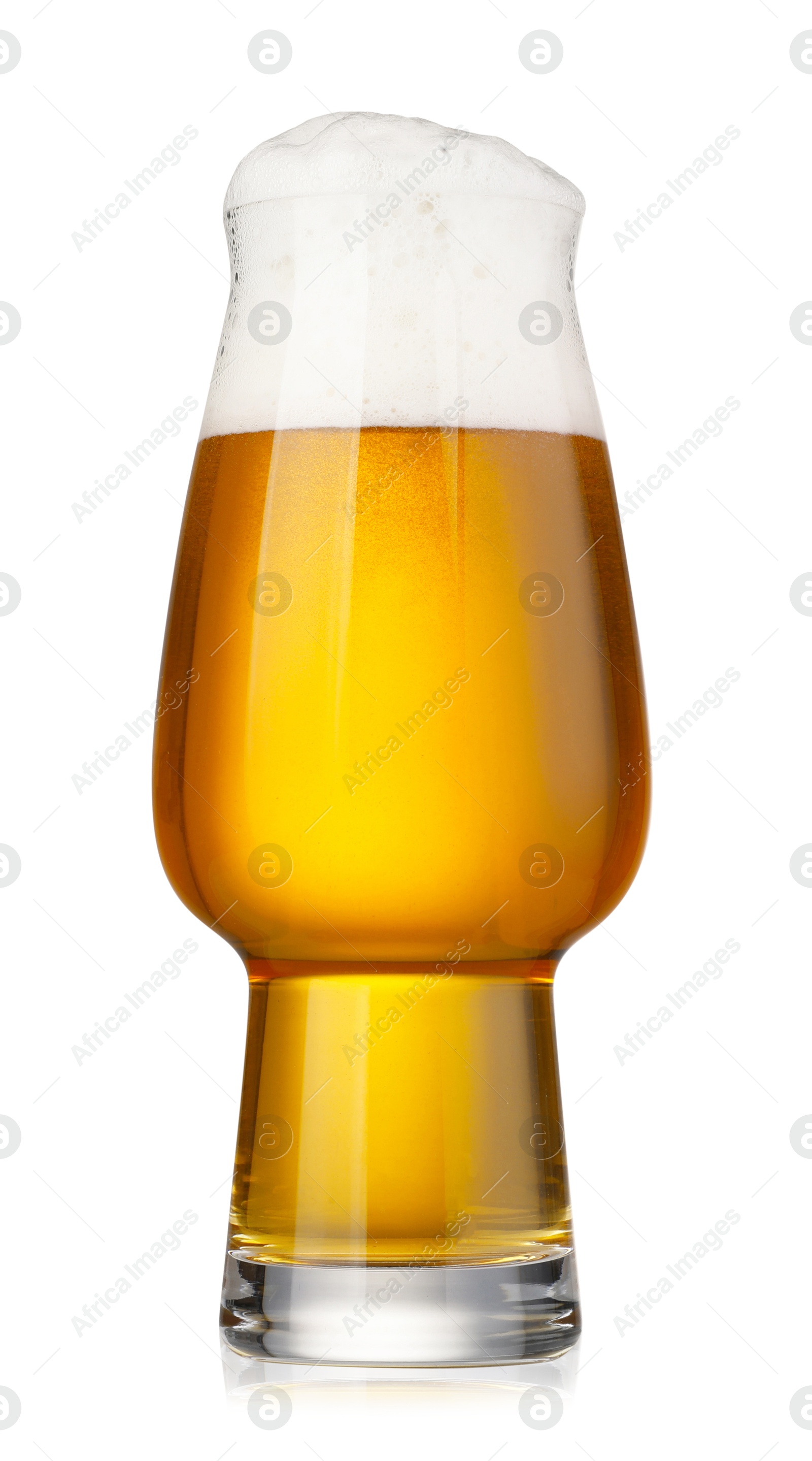 Photo of Glass of fresh beer with foam isolated on white