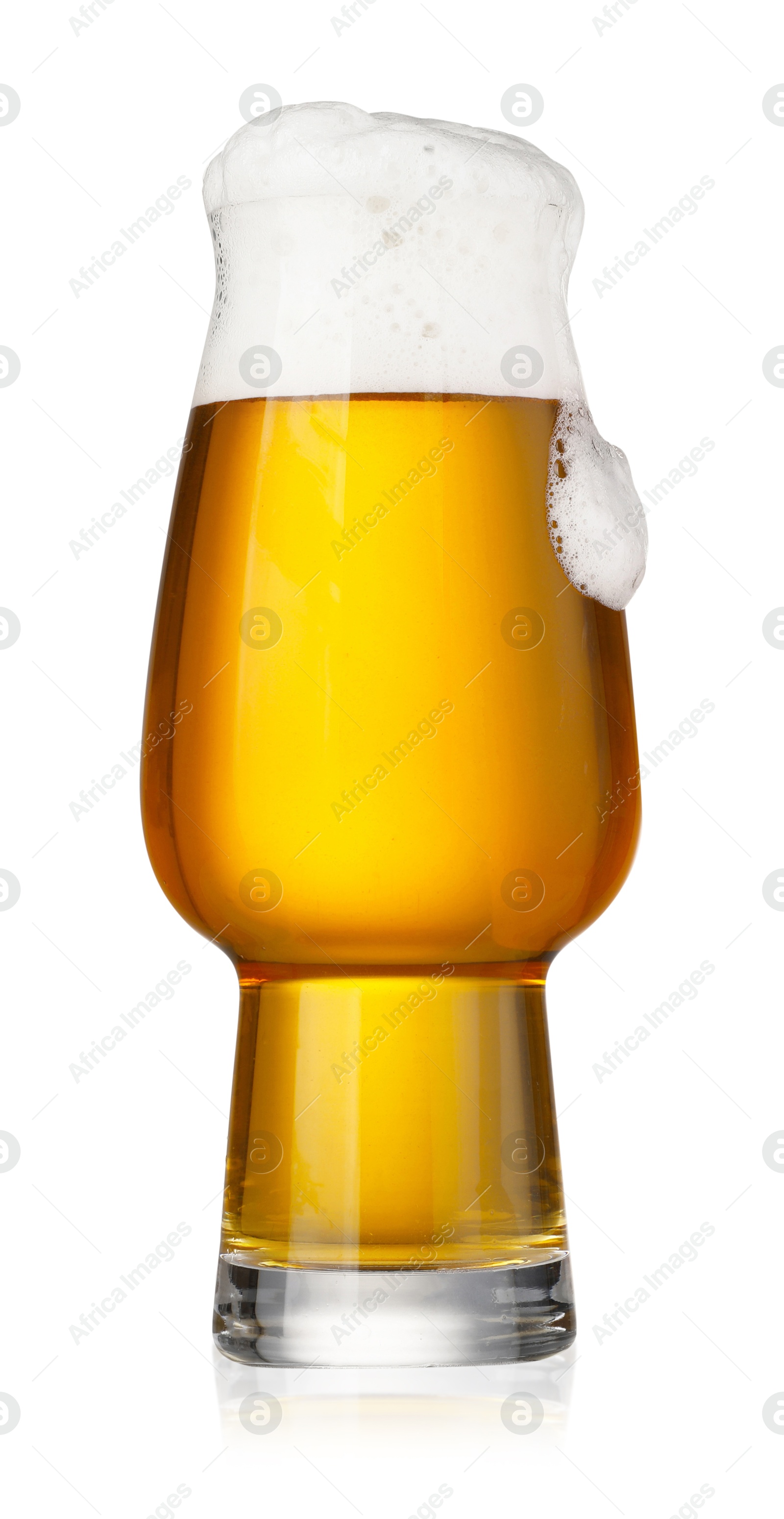 Photo of Glass of fresh beer with foam isolated on white