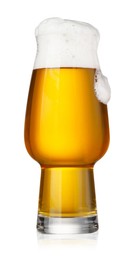 Glass of fresh beer with foam isolated on white