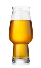 Glass of fresh beer with foam isolated on white