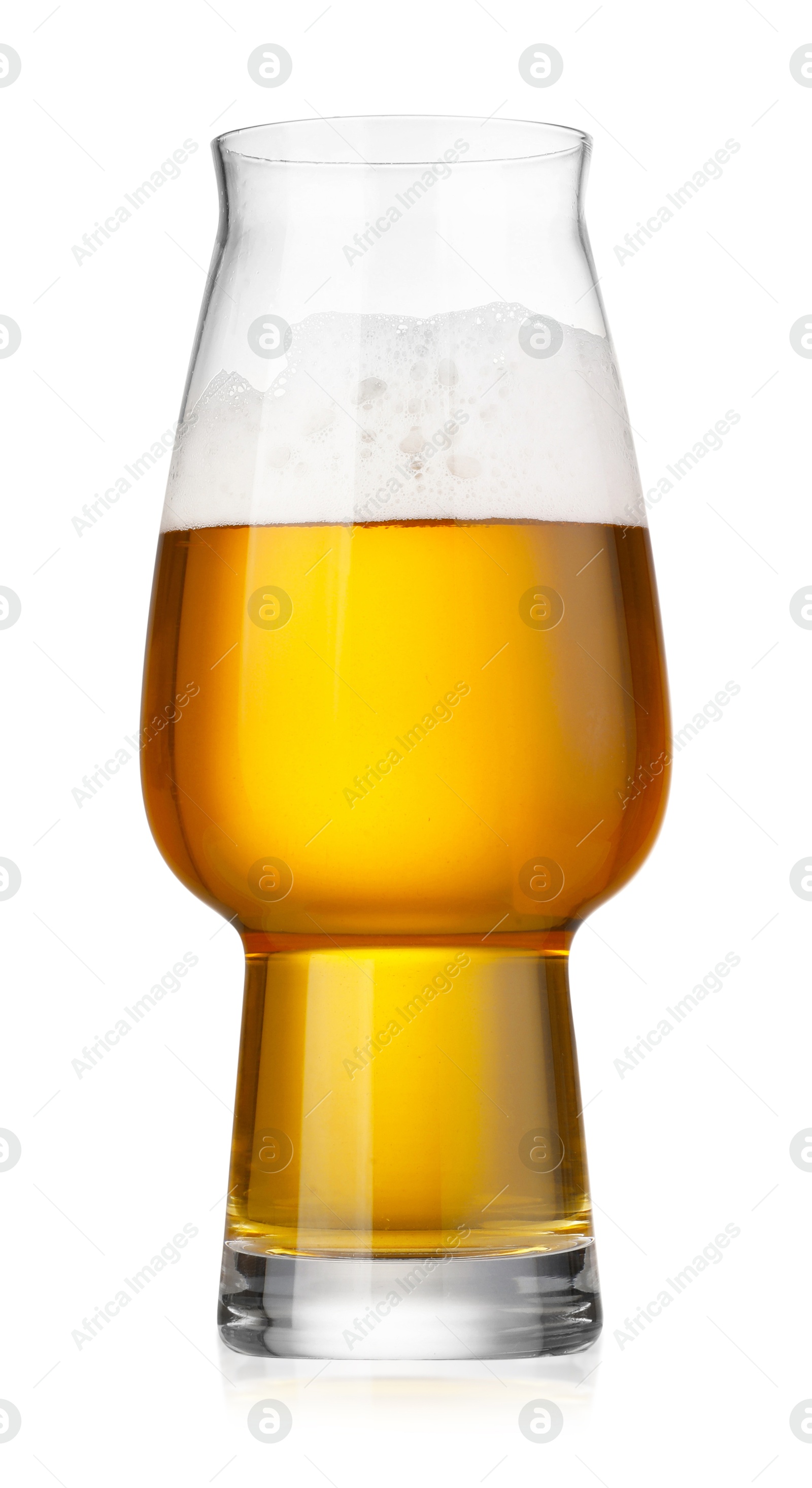 Photo of Glass of fresh beer isolated on white