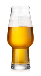 Glass of fresh beer isolated on white