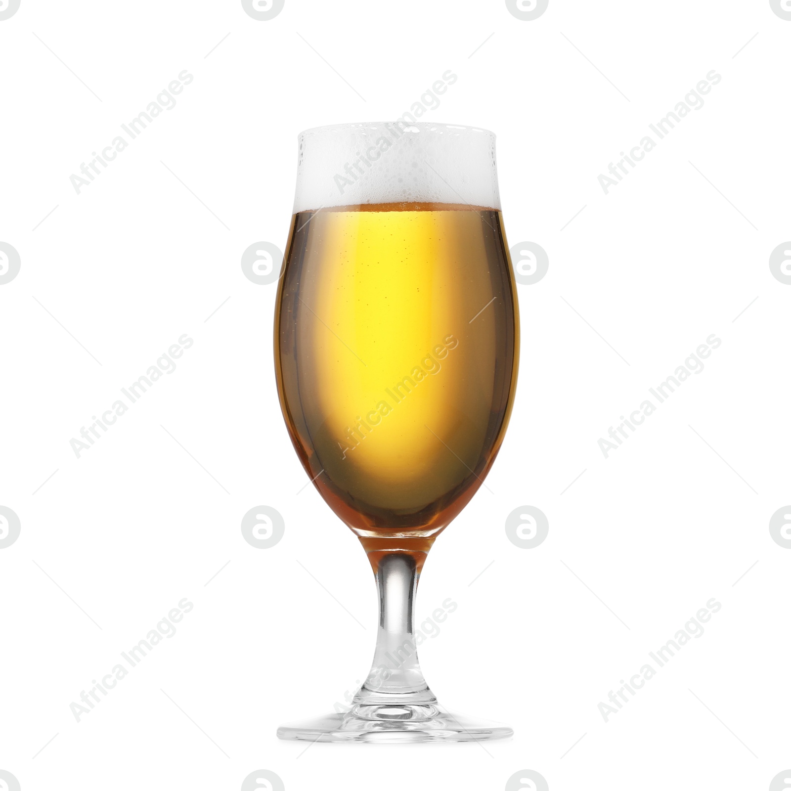 Photo of Glass of fresh beer with foam isolated on white