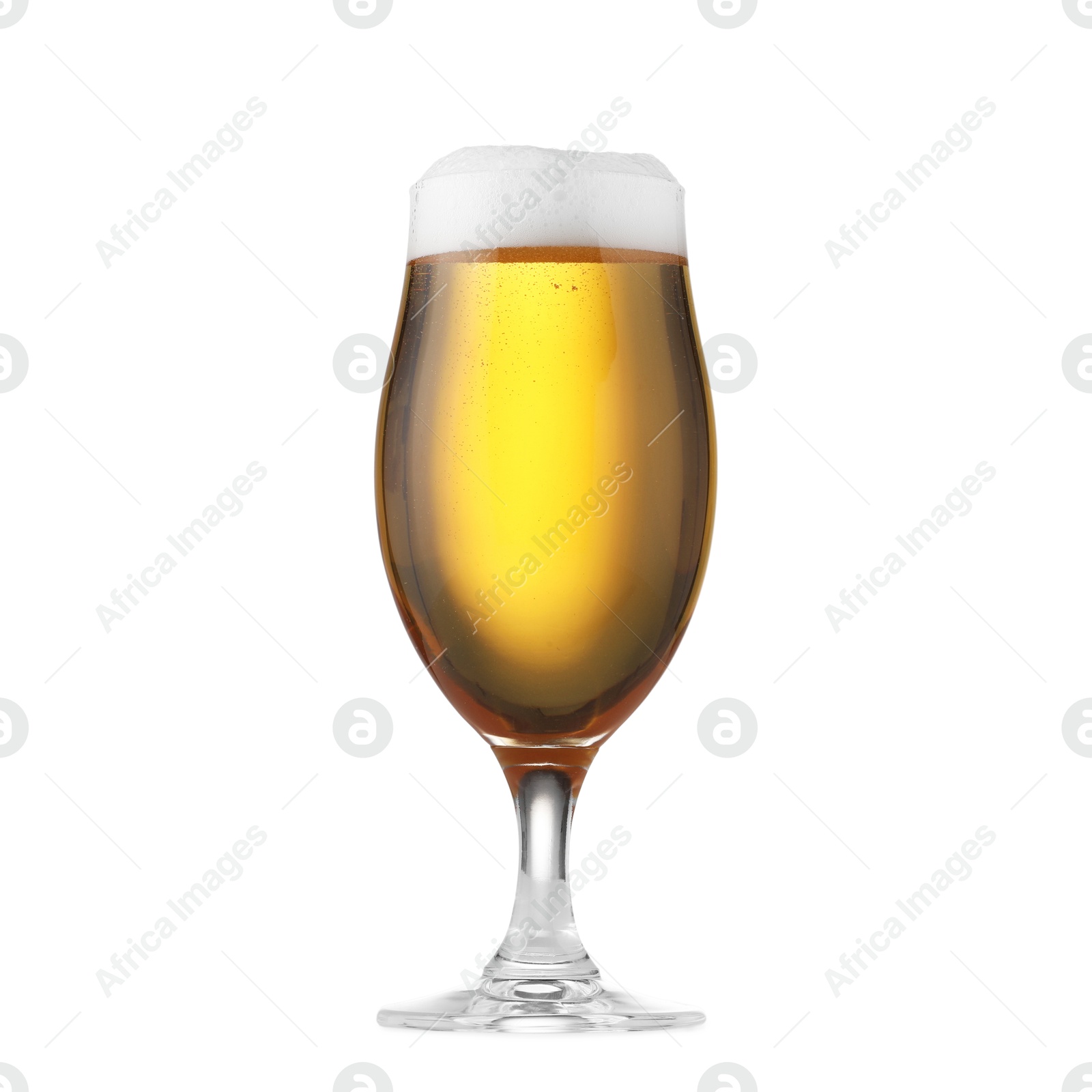 Photo of Glass of fresh beer with foam isolated on white