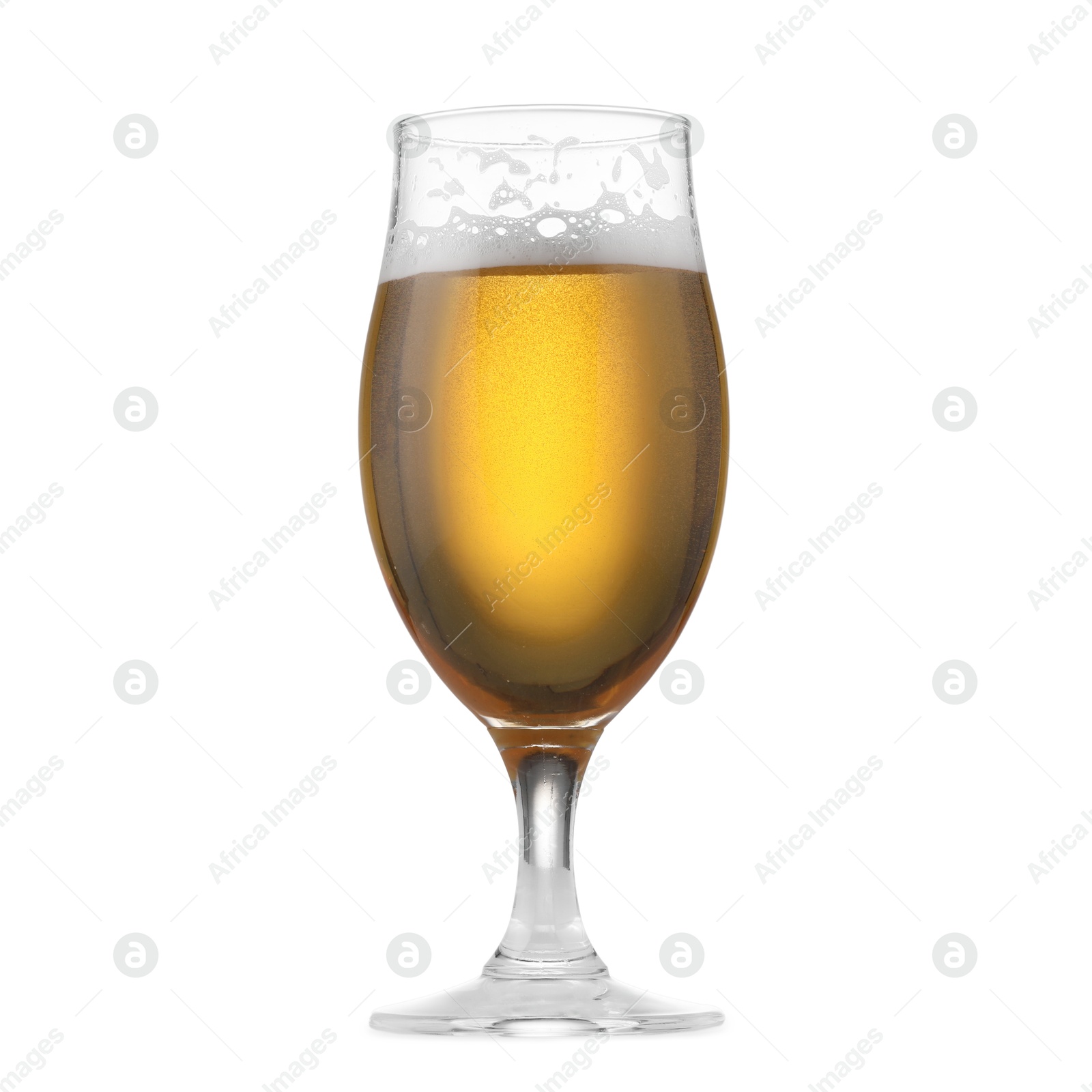 Photo of Glass of fresh beer isolated on white