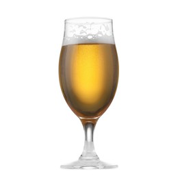 Photo of Glass of fresh beer isolated on white