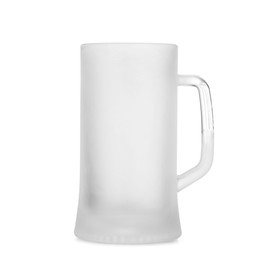 Empty frozen beer mug isolated on white