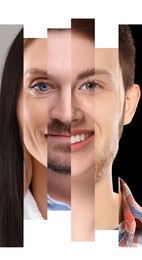 Image of Human face made of photos of different people. Collage of portraits of men and women of various ages. Unity, equality or uniqueness concepts