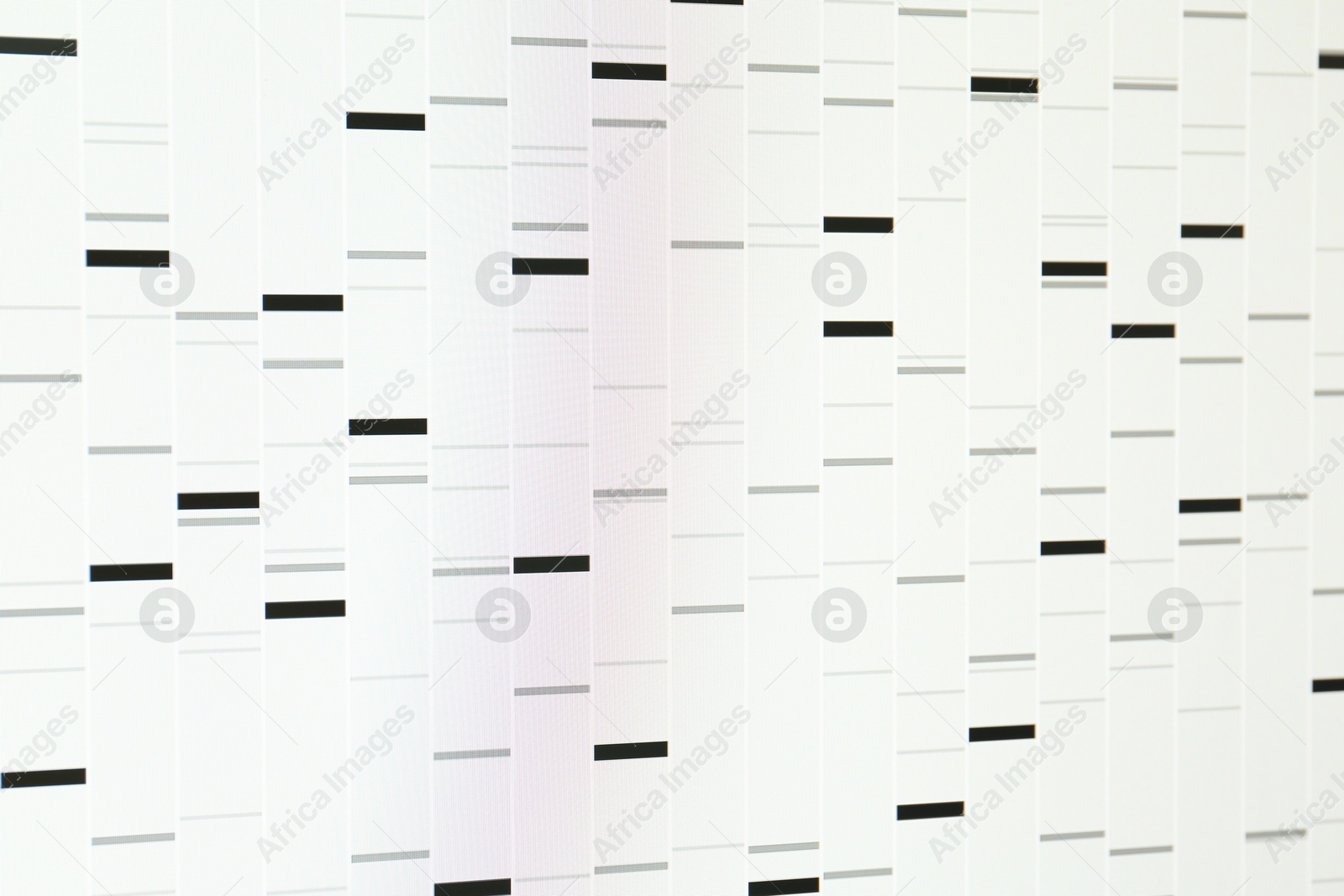 Photo of DNA analysis. Data with genetic information as background, closeup