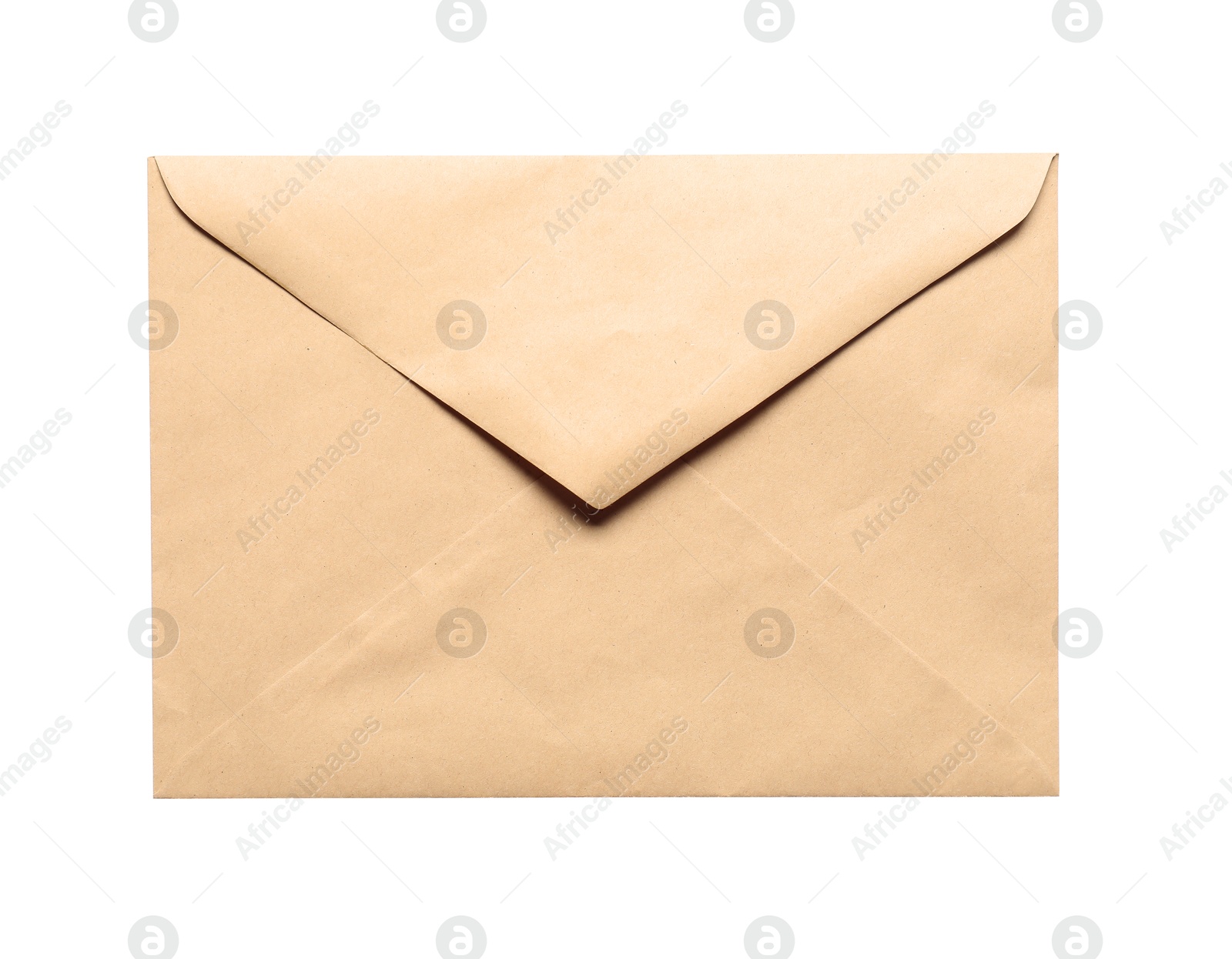 Photo of Envelope isolated on white, top view. Mockup for design