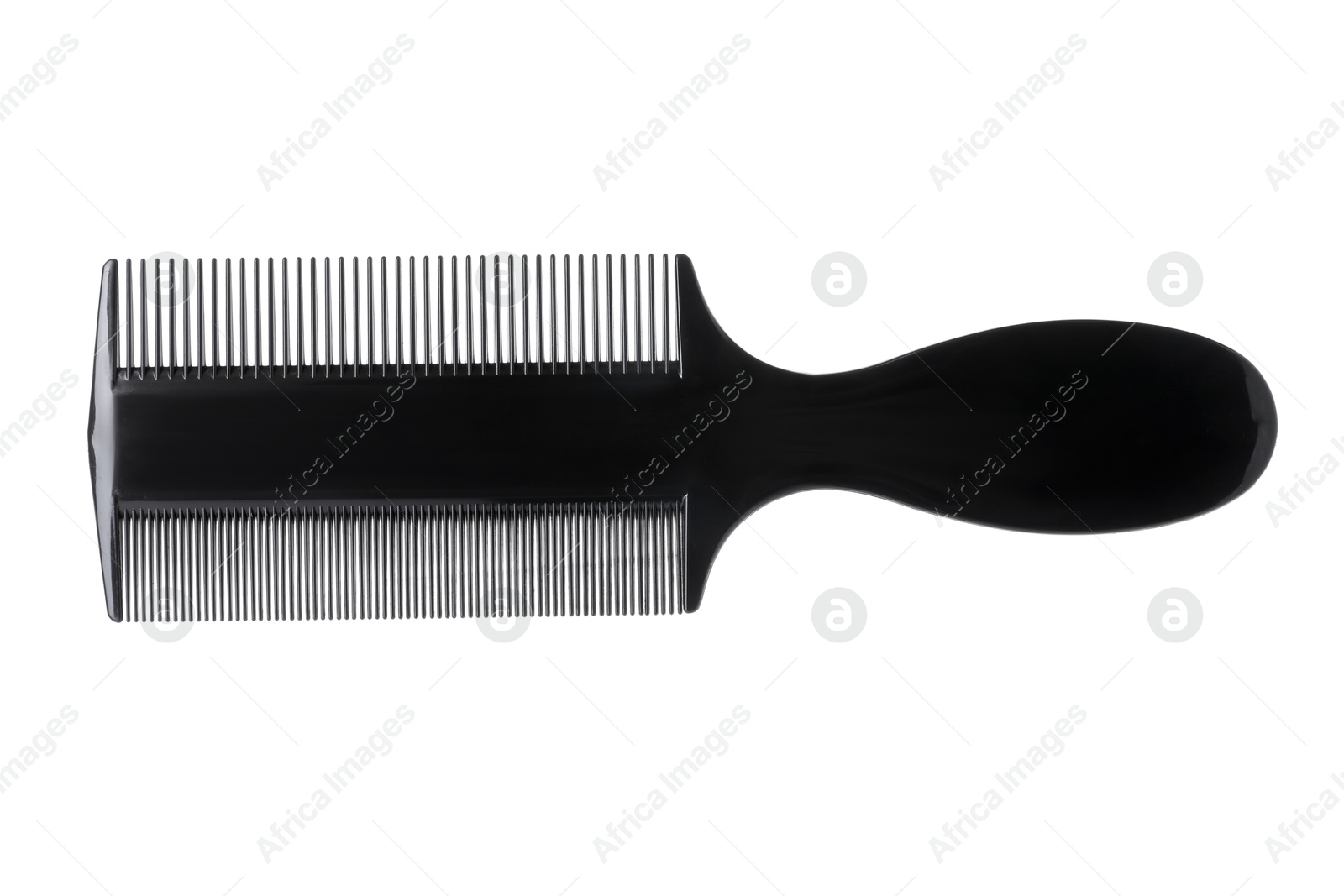 Photo of One black plastic comb isolated on white