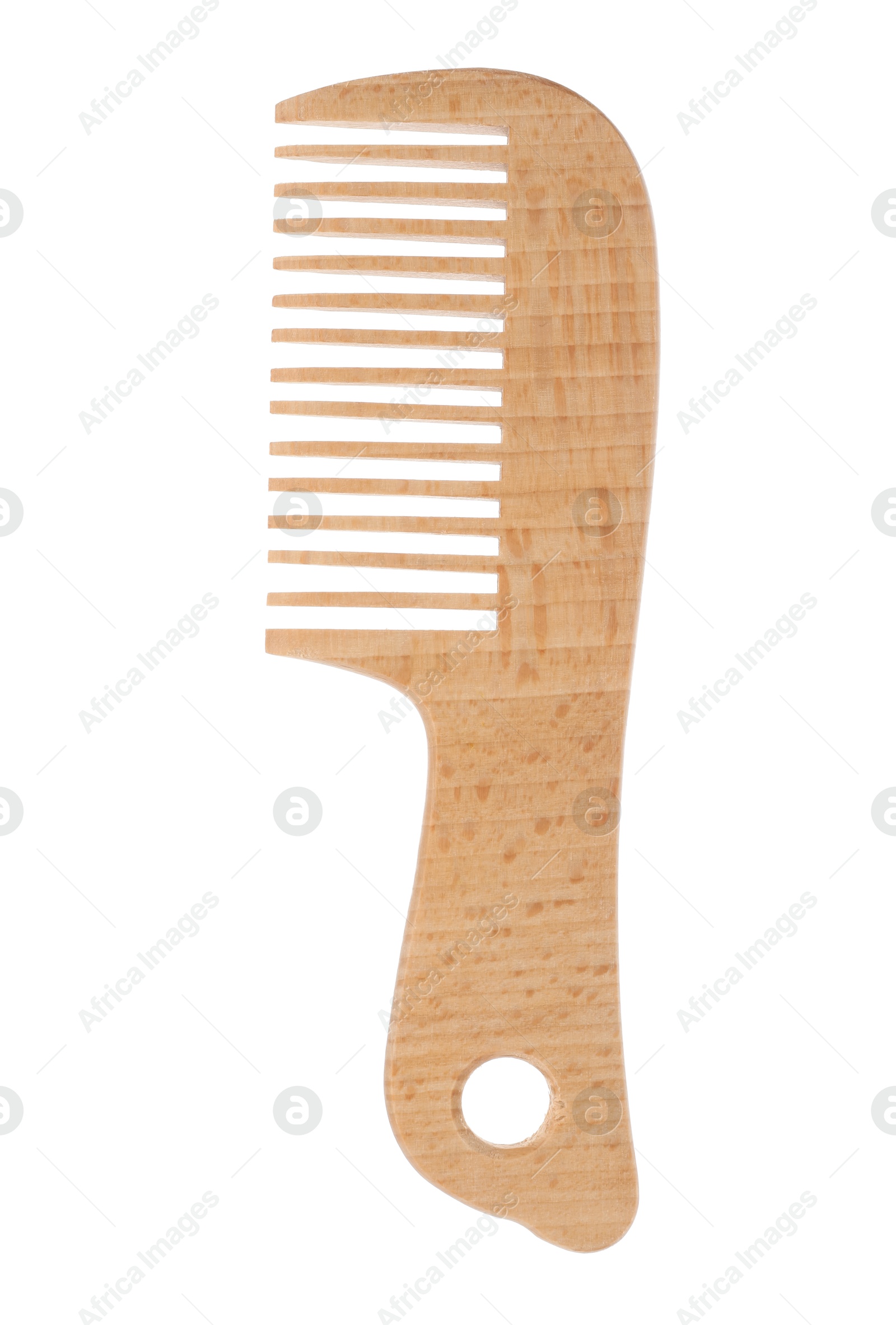 Photo of One wooden hair comb isolated on white