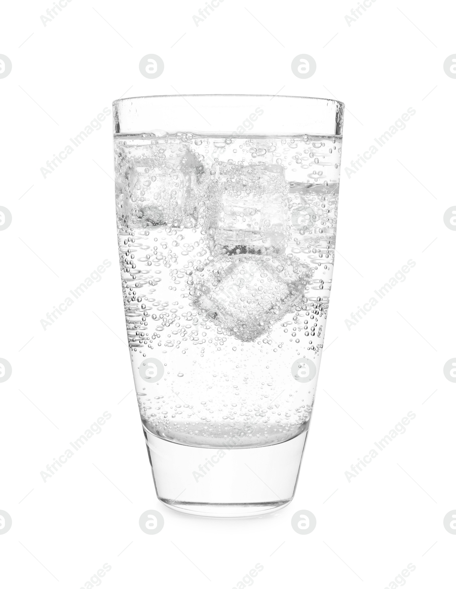 Photo of Glass of refreshing soda water isolated on white