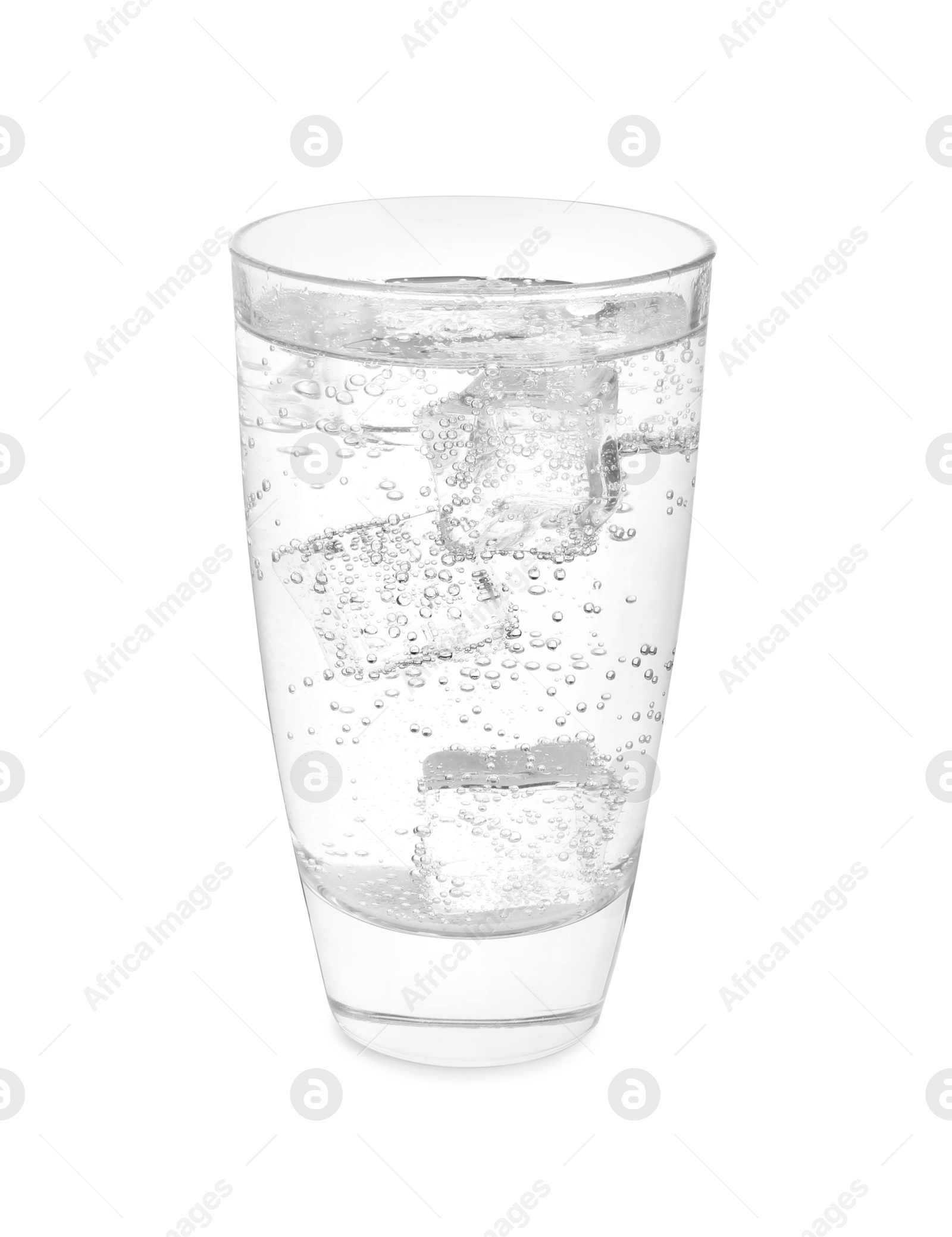 Photo of Glass of refreshing soda water isolated on white