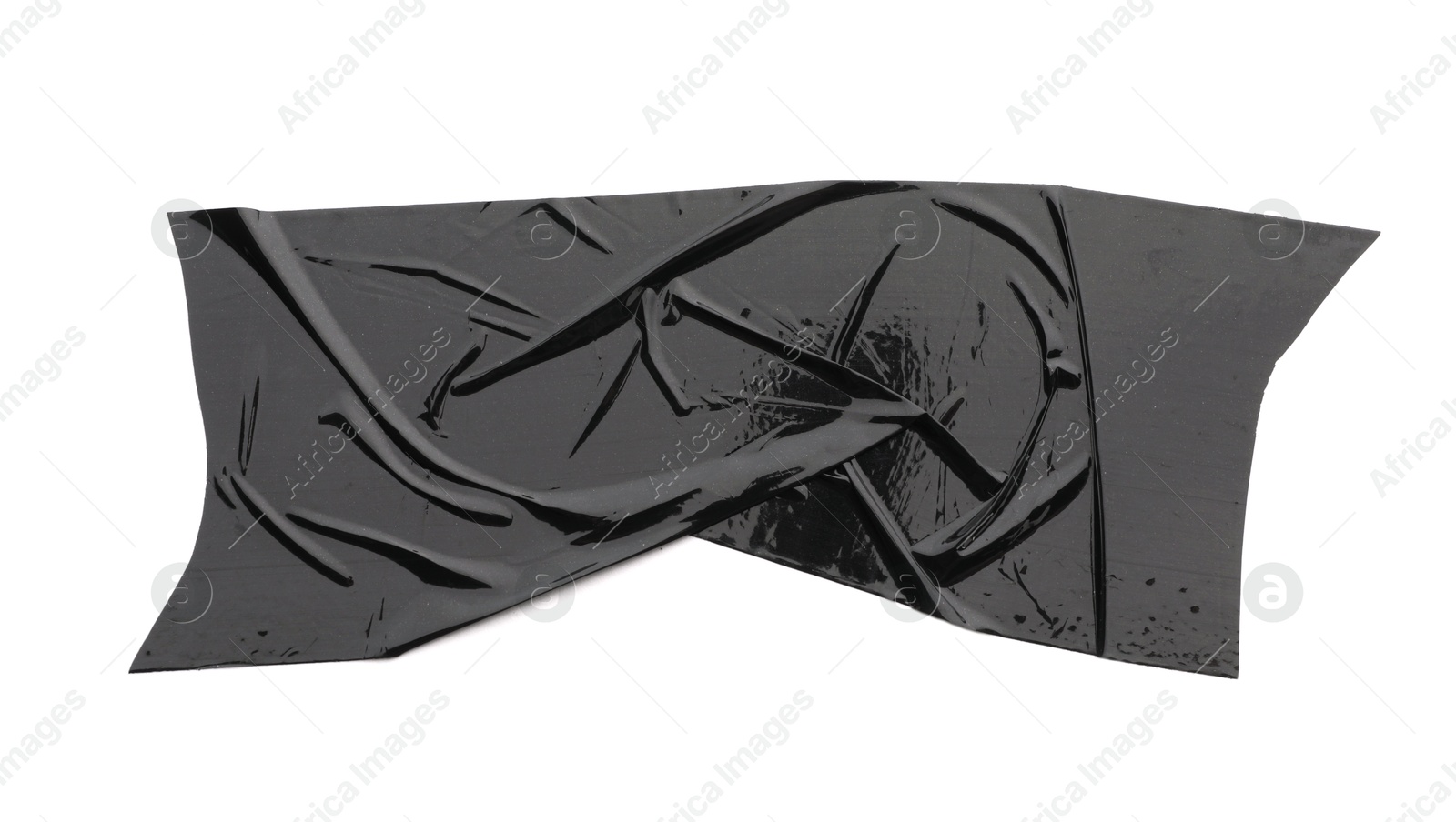 Photo of Strip of black adhesive tape isolated on white, top view