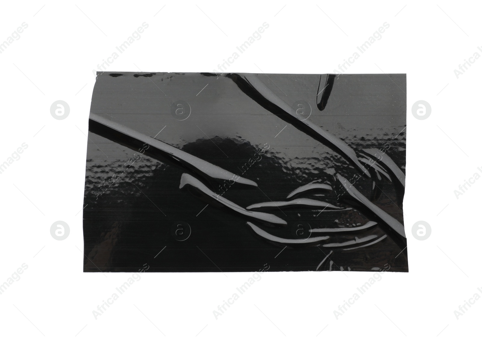 Photo of Strip of black adhesive tape isolated on white, top view