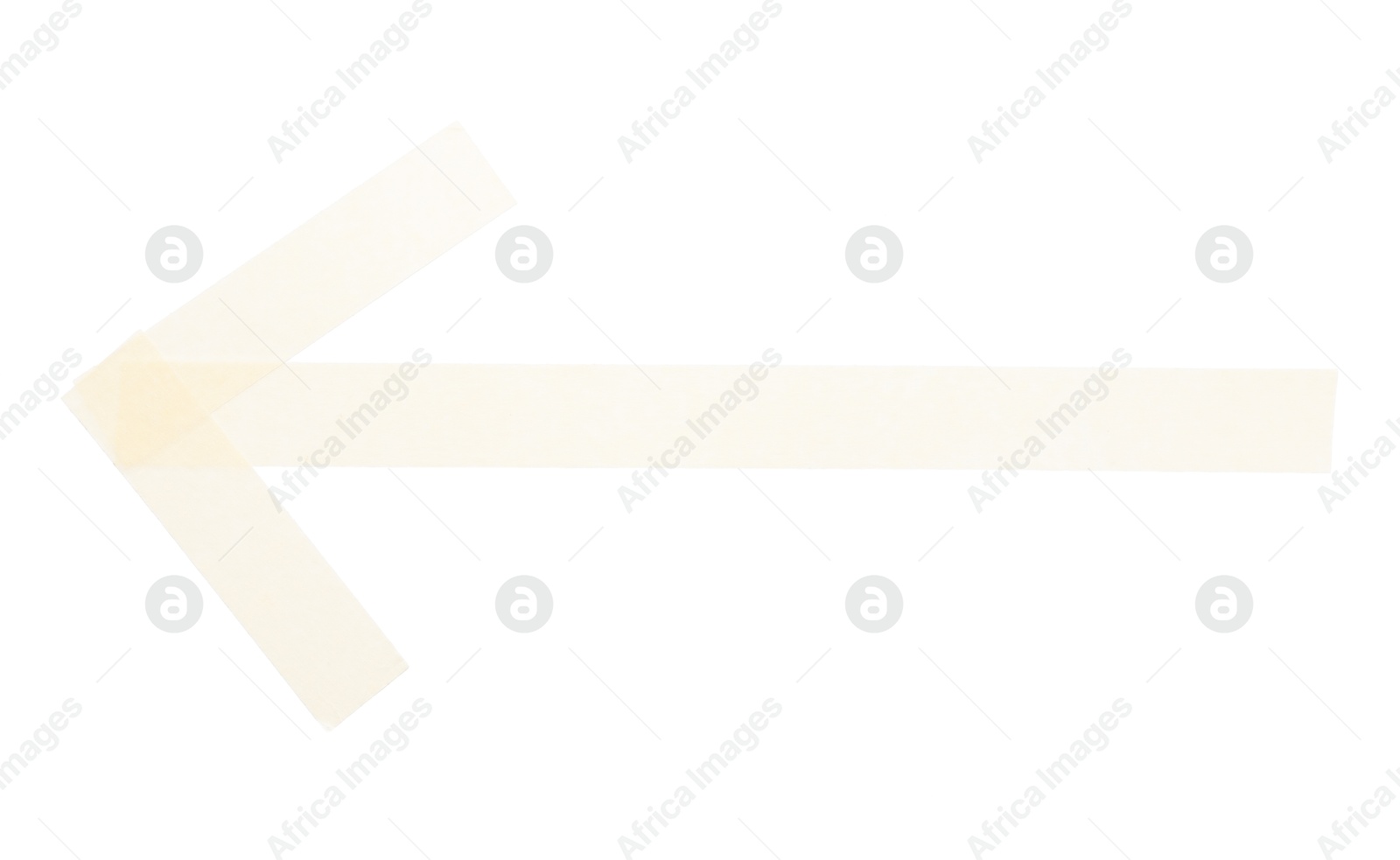 Photo of Arrow made with masking tape isolated on white, top view