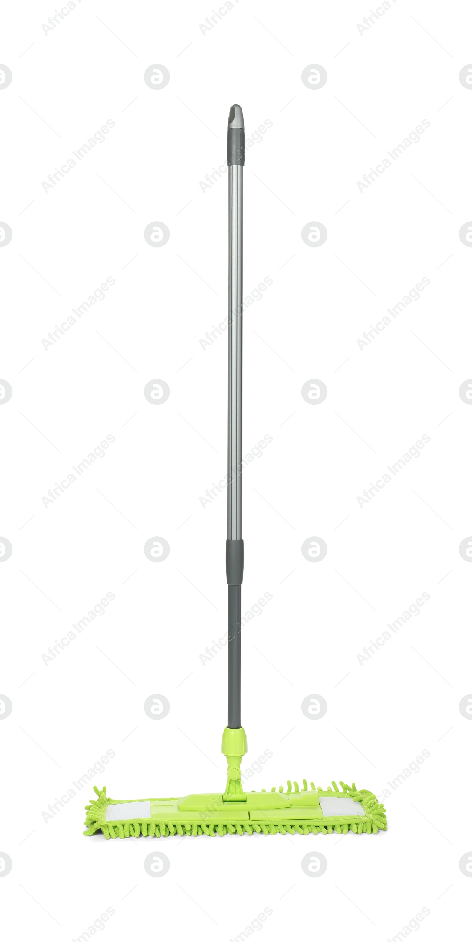 Photo of Microfiber mop isolated on white. Cleaning equipment