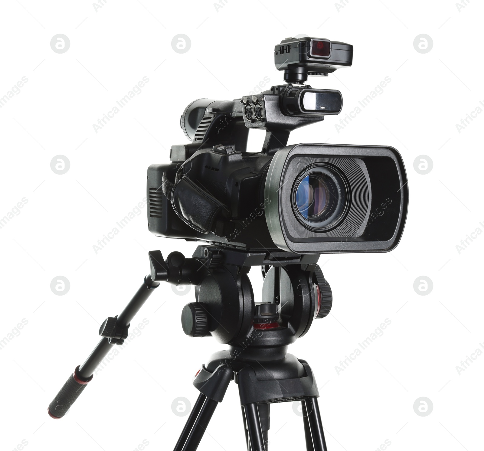 Photo of Modern professional video camera isolated on white