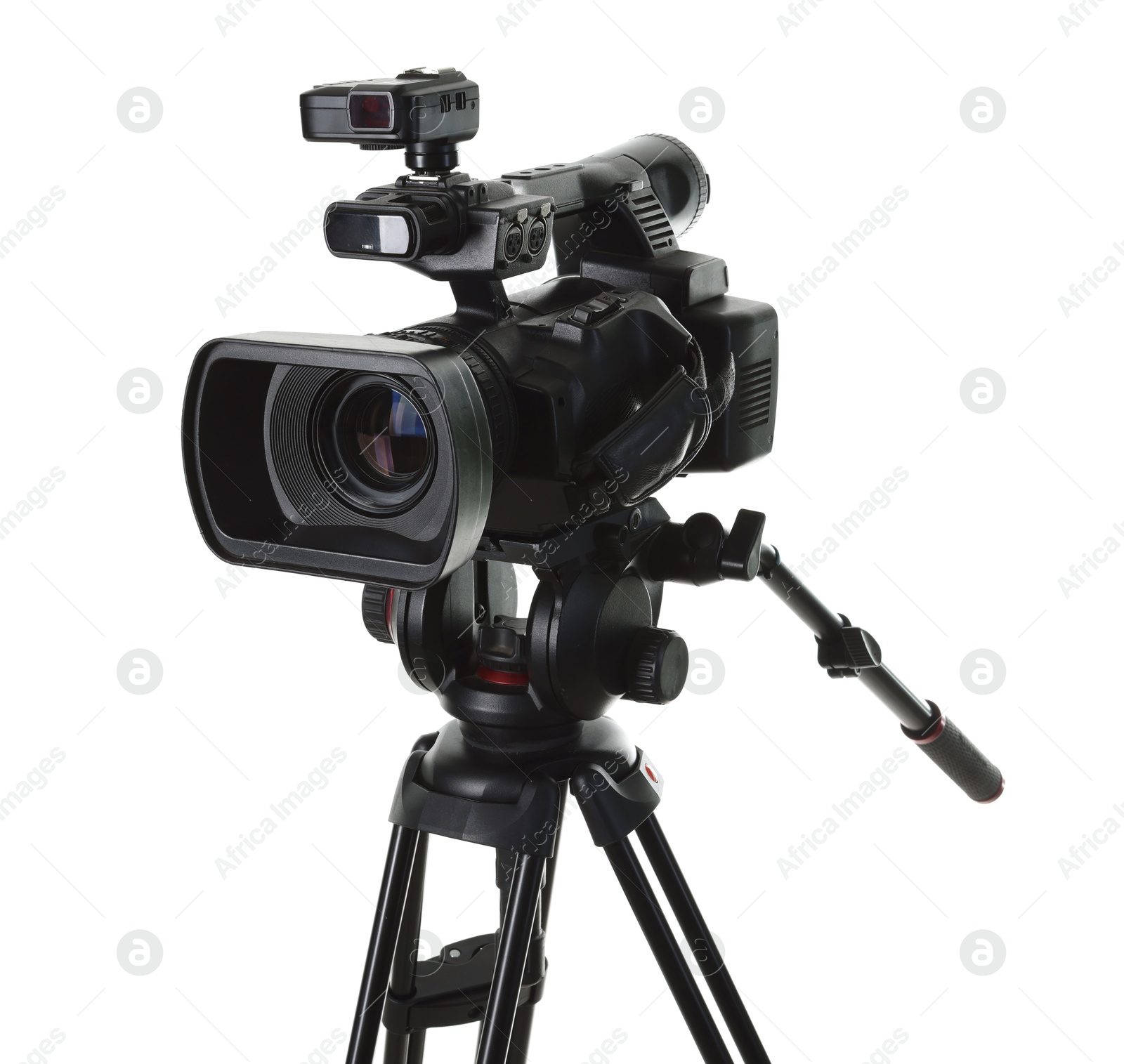 Photo of Modern professional video camera isolated on white