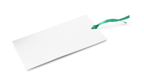 Photo of Paper bookmark with ribbon isolated on white