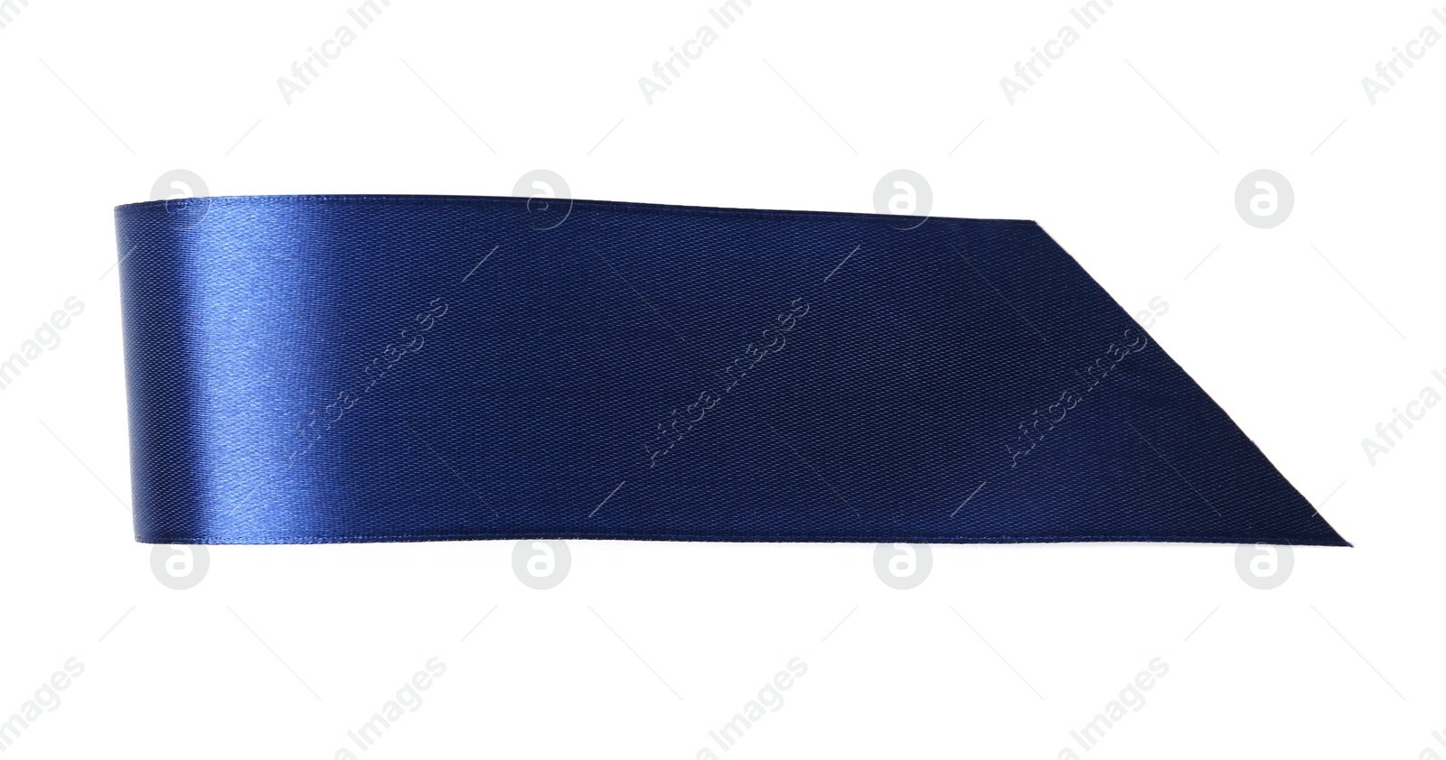 Photo of Blue ribbon bookmark isolated on white, top view