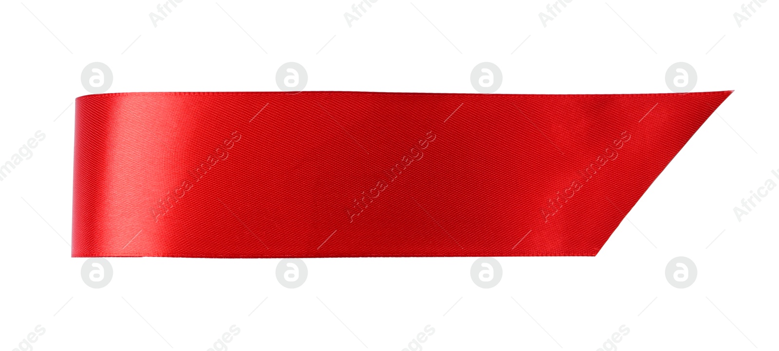 Photo of Red ribbon bookmark isolated on white, top view