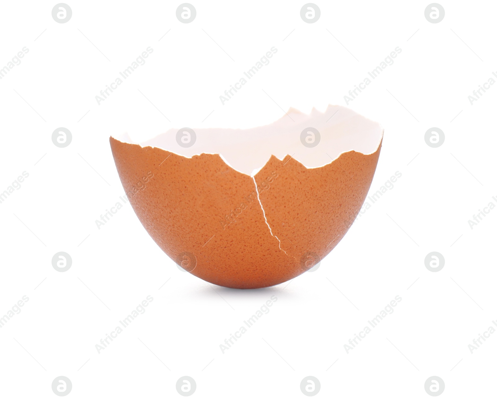 Photo of Piece of cracked eggshell isolated on white