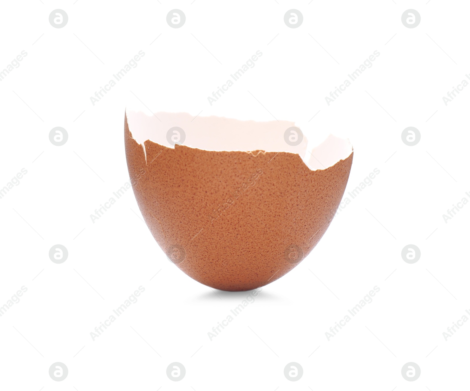 Photo of Piece of cracked eggshell isolated on white