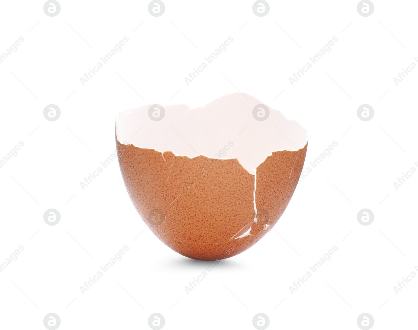 Photo of Piece of cracked eggshell isolated on white