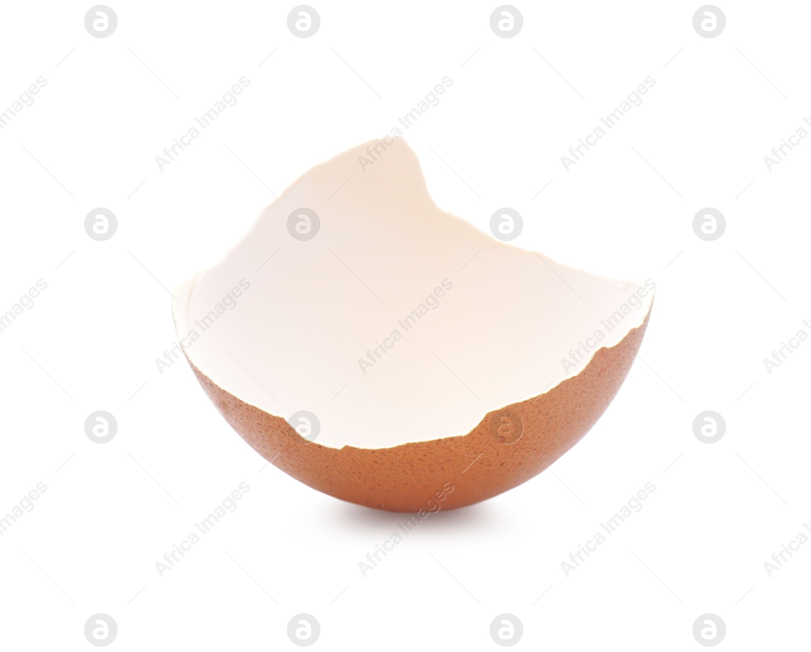 Photo of Piece of cracked eggshell isolated on white