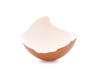 Piece of cracked eggshell isolated on white