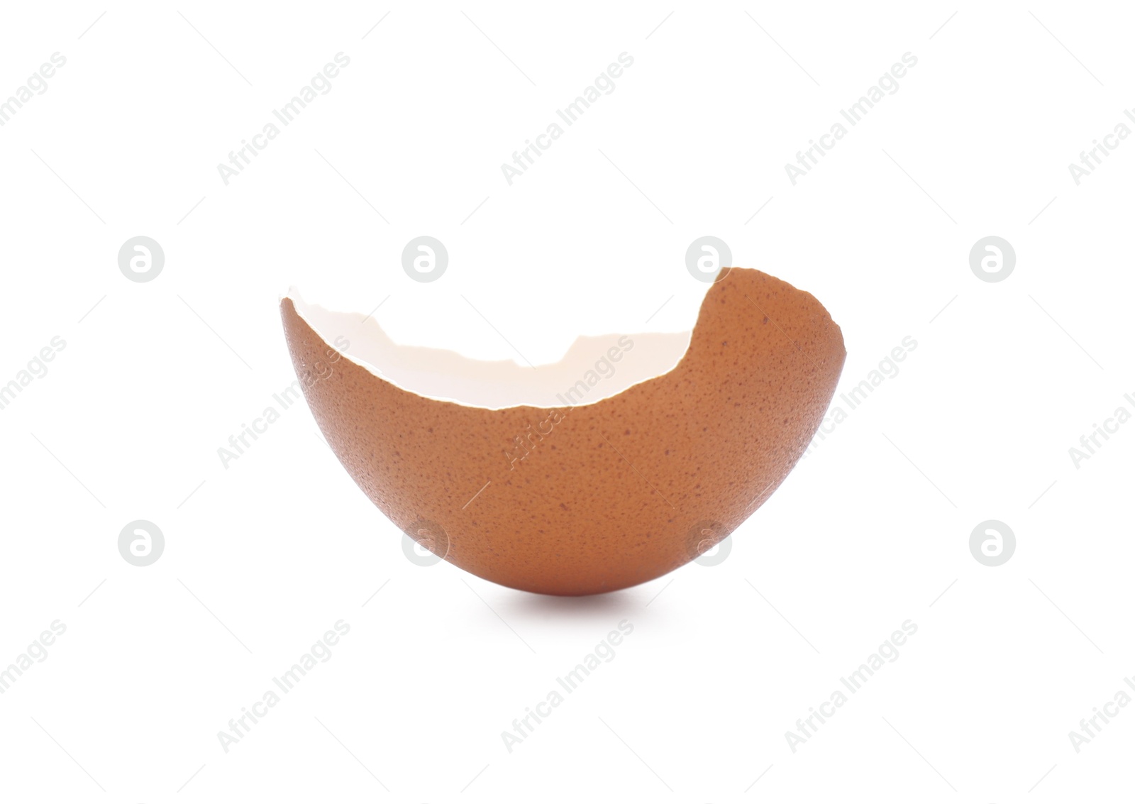 Photo of Piece of cracked eggshell isolated on white