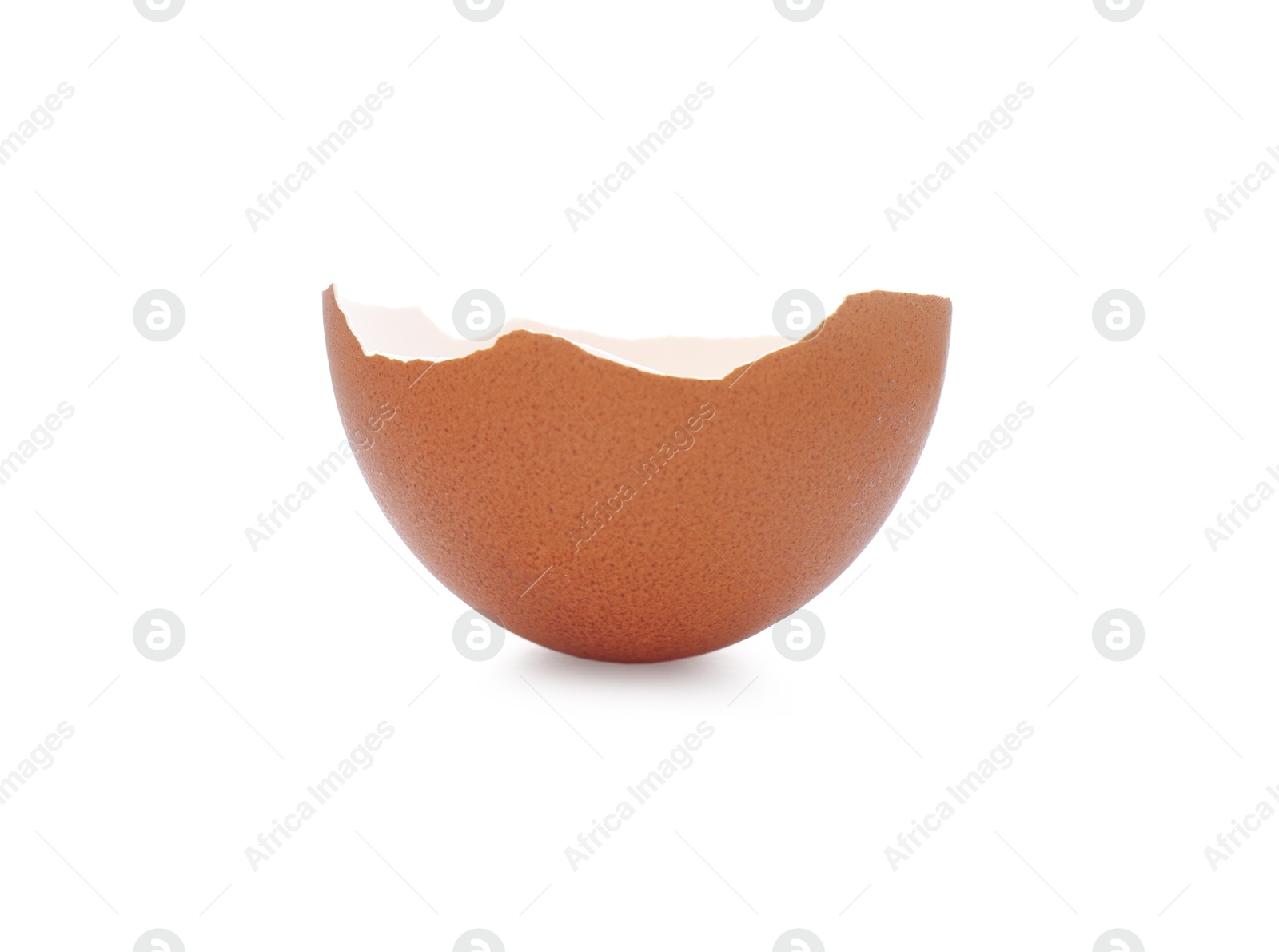 Photo of Piece of cracked eggshell isolated on white