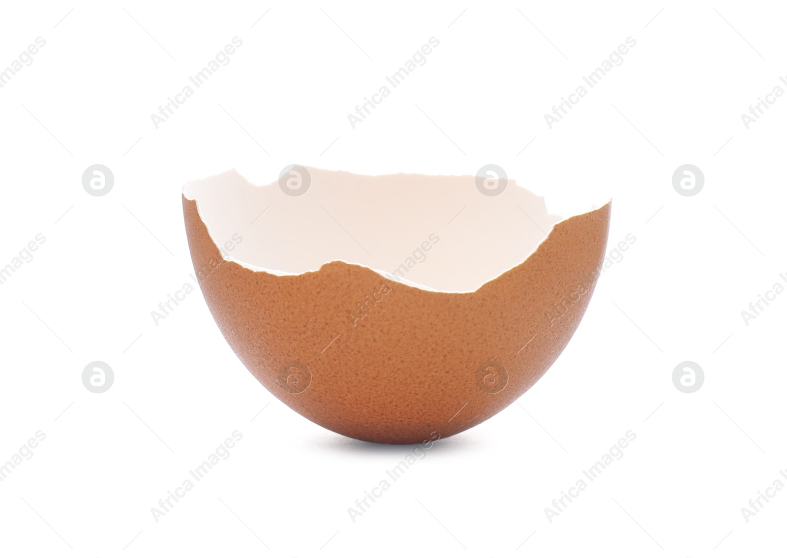 Photo of Piece of cracked eggshell isolated on white