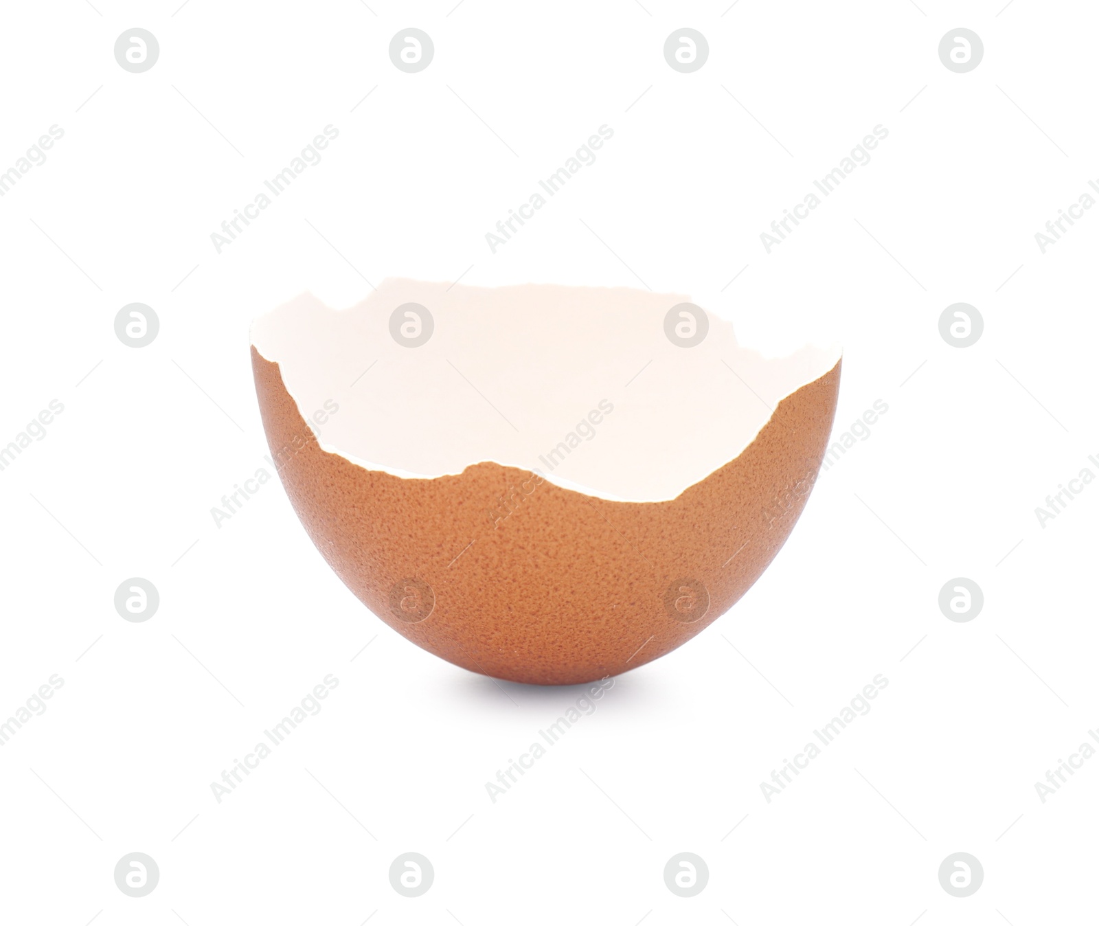 Photo of Piece of cracked eggshell isolated on white