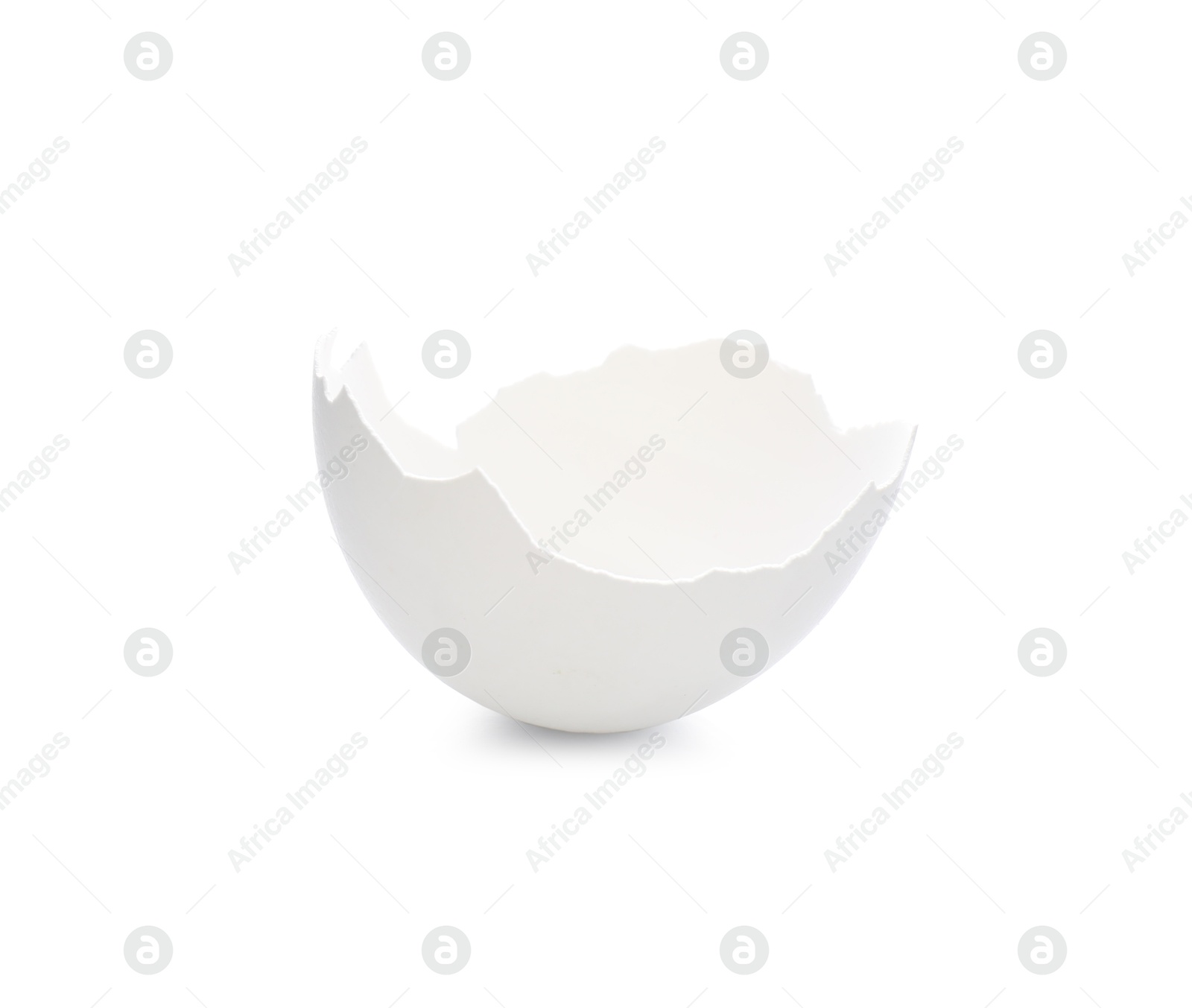 Photo of Piece of cracked eggshell isolated on white