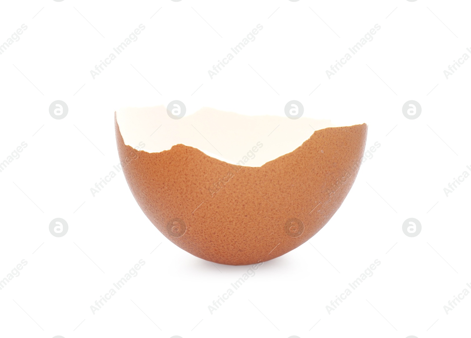 Photo of Piece of cracked eggshell isolated on white