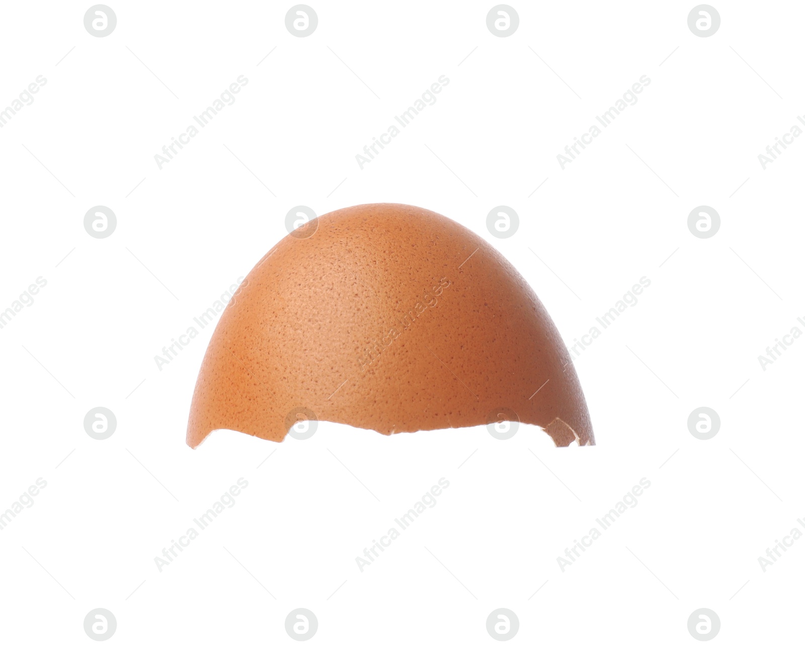 Photo of Piece of cracked eggshell isolated on white