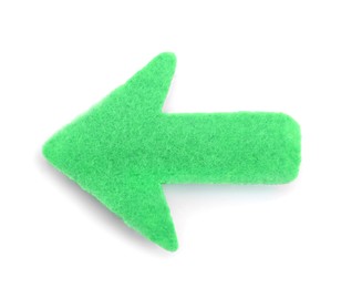 Photo of One green felt arrow isolated on white, top view