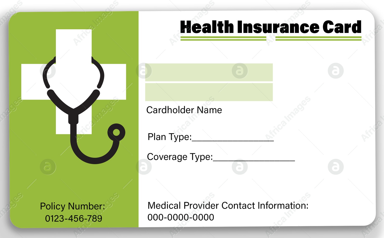 Image of Health insurance card with empty fields to fill in