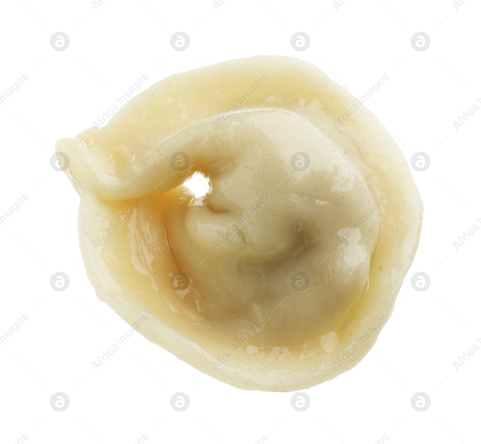 Photo of One delicious boiled dumpling isolated on white