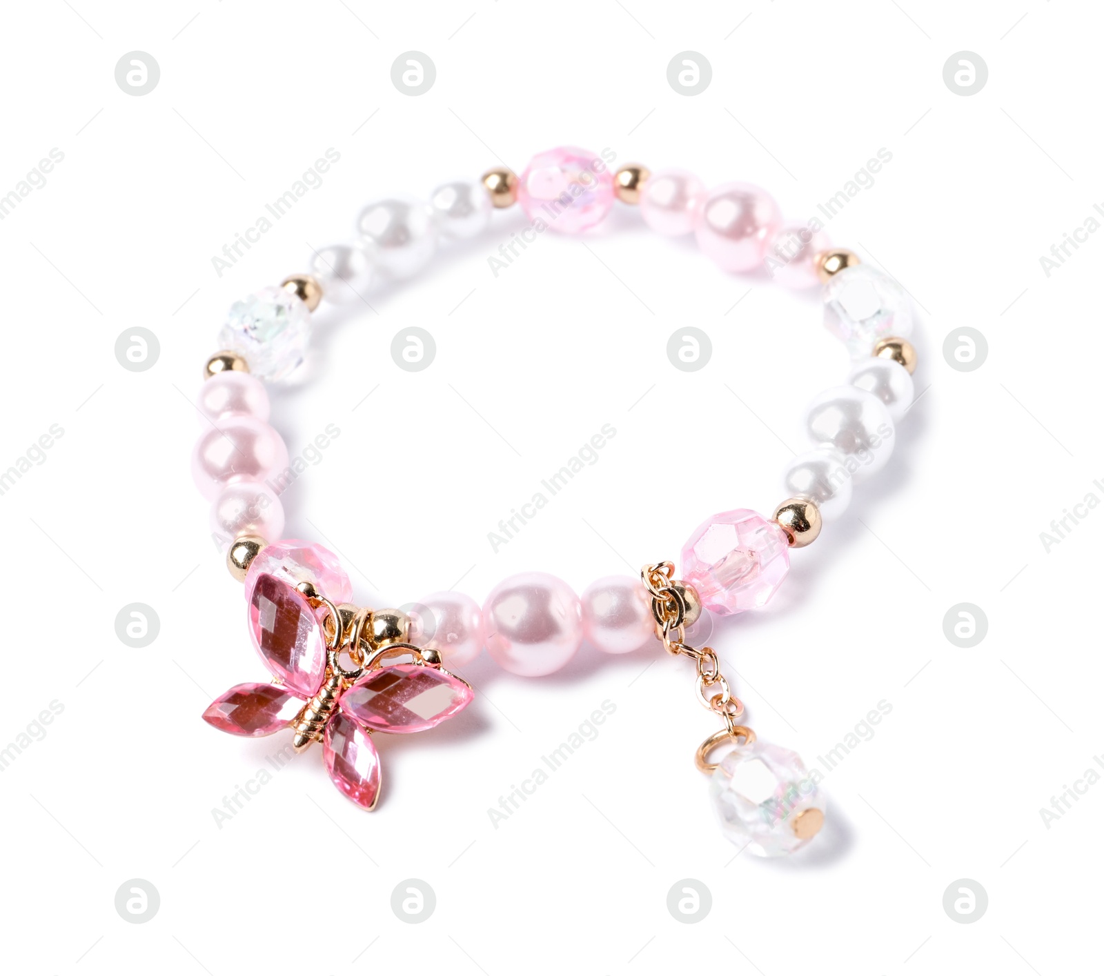 Photo of Cute bracelet isolated on white. Child's accessory