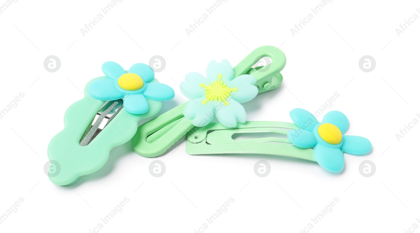 Photo of Many cute hair clips isolated on white