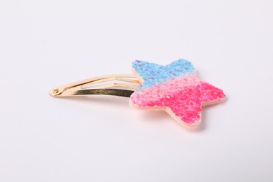 Photo of Cute hair clip with star on white background