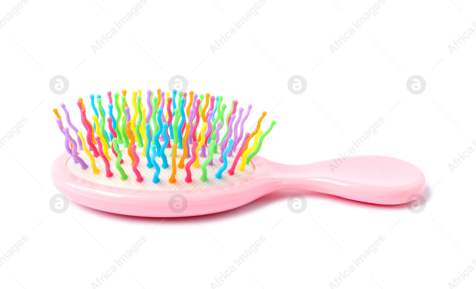 Photo of One colorful hair brush isolated on white