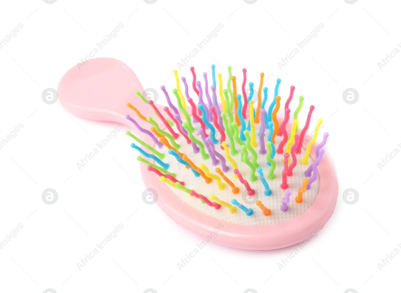 Photo of One colorful hair brush isolated on white